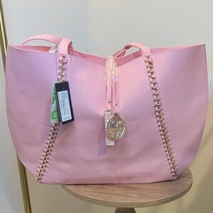 Badgley Mischka Pink and Gold Vegan Leather Large Tote bag New